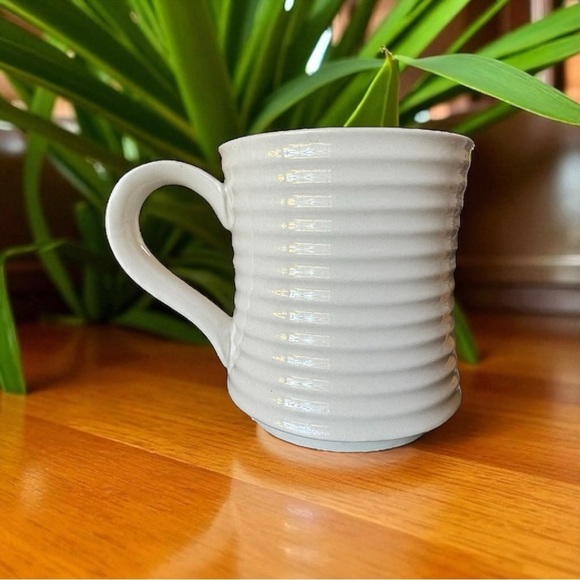 Magnolia Home Embossed Ceramic Mug – Ribbed White Stoneware - Picture 4 of 11
